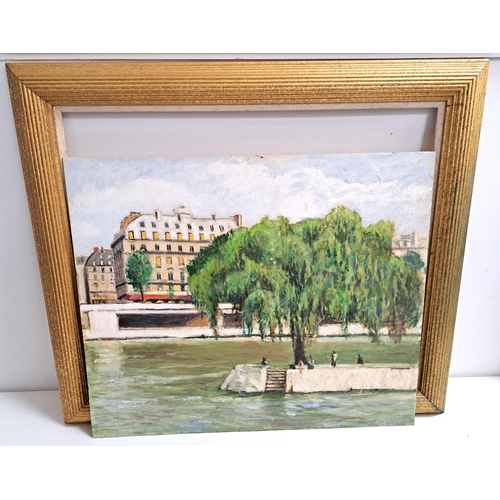 325 - JOSEPH KEARNEY (Scottish 1939-2017)
River Seine, Paris, oil on board, 51cm x 61cm