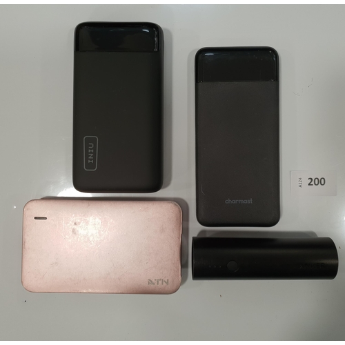 200 - SELECTION OF FOUR POWERBANKS
including Iniu, Charmast, Anker