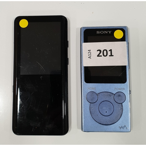 201 - TWO MP3 PLAYERS 
comprising a Sony Walkman, model NW-E394 and a Agprex, model A19X