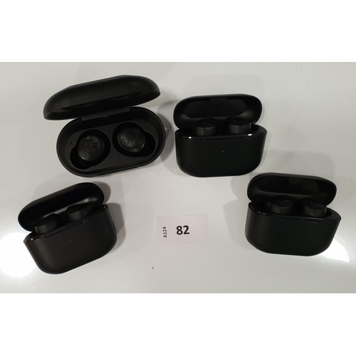 82 - FOUR PAIRS OF JLAB EARBUDS IN CHARGING CASES