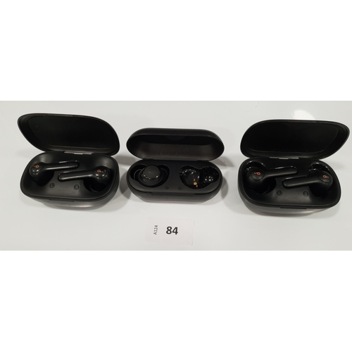 84 - TWO PAIRS OF SOUNDCORE EARBUDS IN CHARGING CASES
with a single Soundcore earbud in charging case (3)