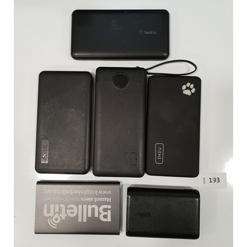 193 - SELECTION OF FOUR POWERBANKS
including Belkin, Iniu, Anker