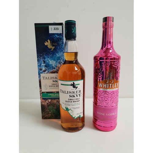 223 - TWO BOTTLES OF SPIRITS 
comprising boxed Talisker Skye Single Malt Scotch Whisky (700ml, 45.8%) and ... 