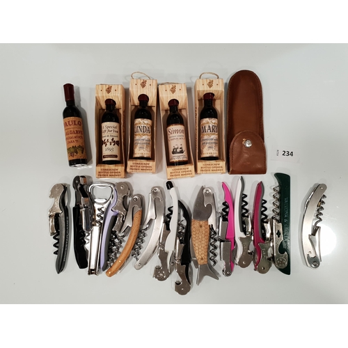 234 - SELECTION OF BOTTLE OPENERS AND CORK SCREWS
of various sizes and designs (20)
Note: You must be over... 