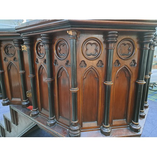 443 - VICTORIAN CHURCH PULPIT
of octagonal form, the upper section with a set of four carpeted steps with ... 