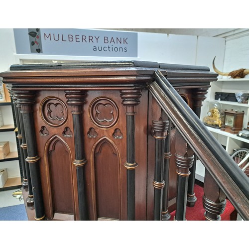 443 - VICTORIAN CHURCH PULPIT
of octagonal form, the upper section with a set of four carpeted steps with ... 