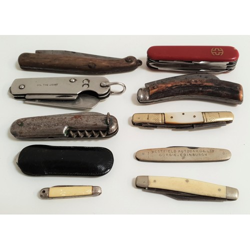 194 - TEN ASSORTED PEN KNIVES
including a Saynor single blade knife, a Swiss Army style knife, a Giesen & ... 