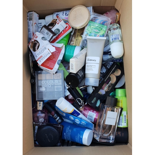 18 - ONE BOX OF COSMETICS AND TOILETRY ITEMS
including L Oreal, ELF, Maybelline, The Ordinary, NYX, Dolce... 