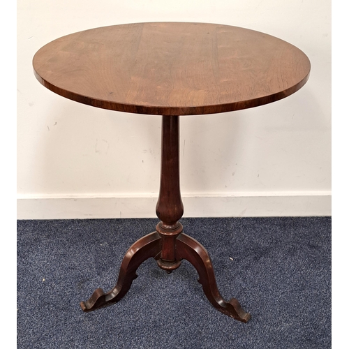 380 - 19th CENTURY WALNUT OCCASIONAL TABLE
with a circular top on a turned and tapering column with a trip... 