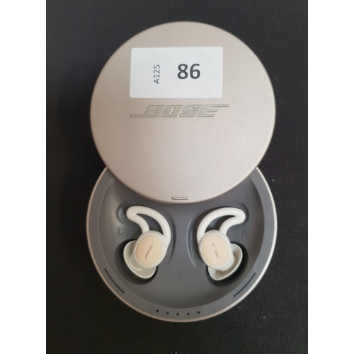 86 - PAIR OF BOSE SLEEPBUDS II
model 432893, serial number 082241M03360656AE, in  charging case