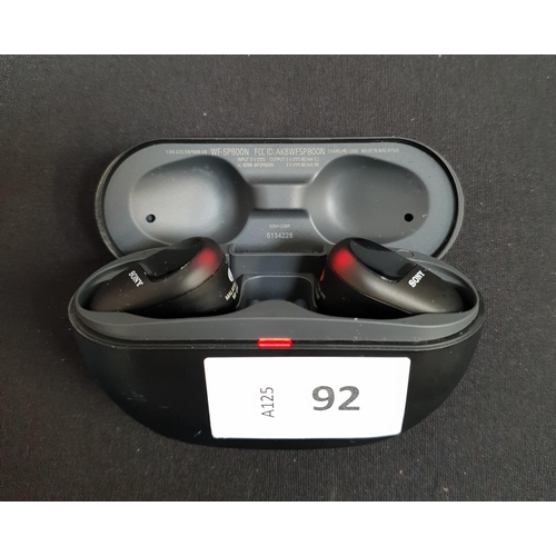 92 - PAIR OF SONY WIRELESS NOISE CANCELLING EARBUDS
model WF-SP800N, in charging case