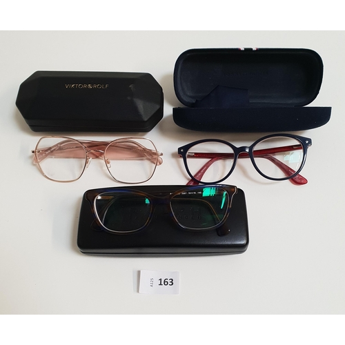 163 - THREE PAIRS OF DEISGNER GLASSES
comprising Tommy Hilfiger, Viktor & Rolf and Ralph Lauren, all with ... 