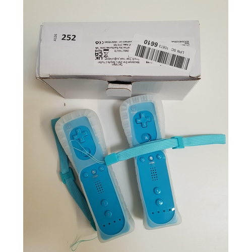 252 - TWO NEW BLUE WII REMOTES 
by Techken, model TK105