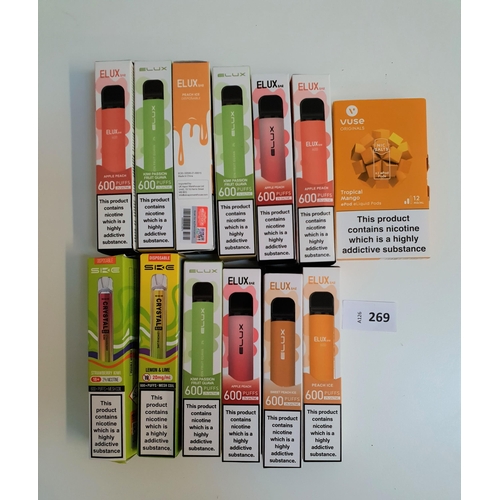 269 - SELCTION OF ELUX BAR 600 DISPOSABLE VAPES
various flavours including Apple Peach, Kiwi Passion Fruit... 