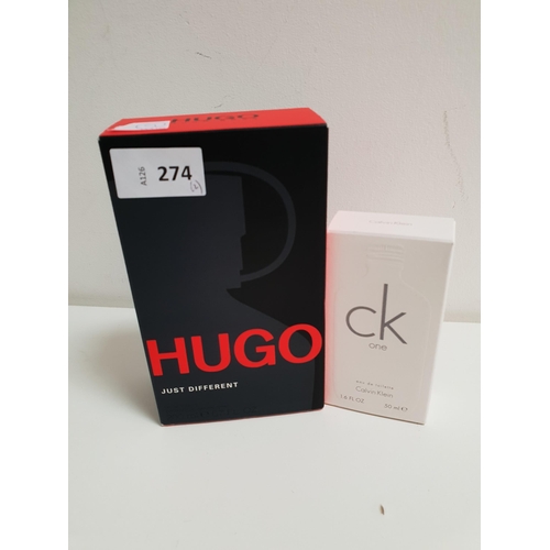 274 - TWO BOXED FRAGRANCES
comprising Hugo Boss Just Different Eau de Toilette (200ml); Calvin Klein ck on... 