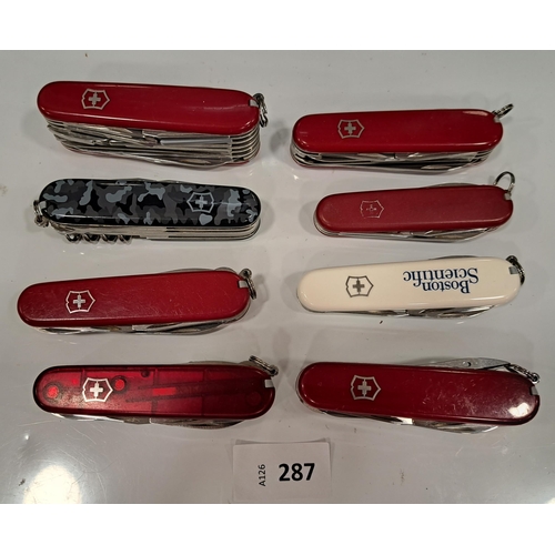 287 - EIGHT VICTORINOX SWISS ARMY KNIVES
of various sizes and designs (8)
Note: You must be over the age o... 