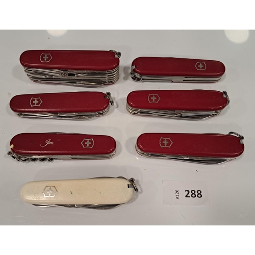 288 - SEVEN VICTORINOX SWISS ARMY KNIVES
of various sizes and designs (7)
Note: You must be over the age o... 