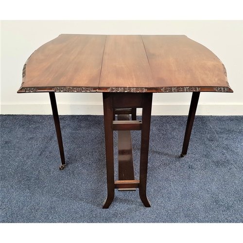 323 - MAHOGANY SUTHERLAND TABLE
with shaped drop flaps, standing on plain supports, 69cm wide