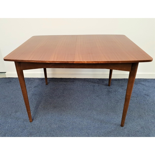 369 - LEBUS TEAK DINING TABLE
with a pull apart top, standing on turned tapering supports, 76.5cm x 122cm