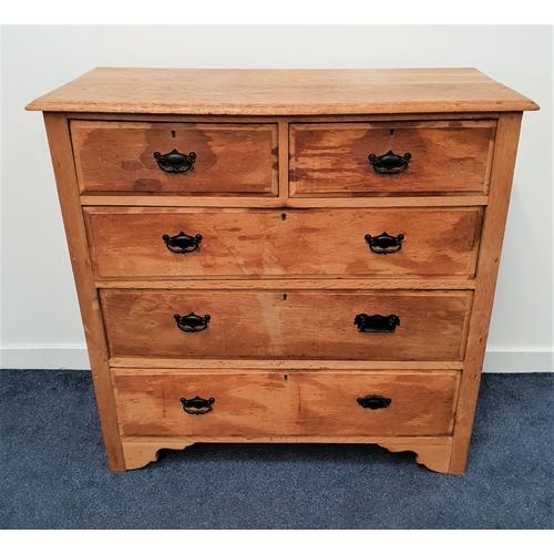 407 - EARLY 20th CENTURY OAK CHEST OF DRAWERS
with a moulded top above two short and three long graduated ... 