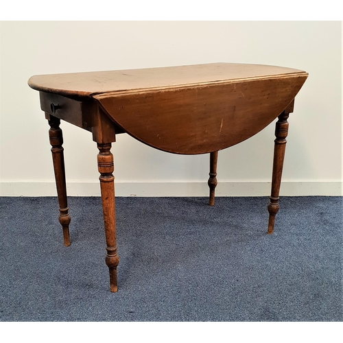 412 - EDWARDIAN PINE KITCHEN TABLE
with shaped drop flaps, standing on ring turned supports, 115.5cm wide