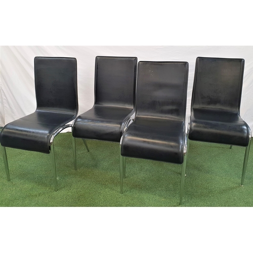 370 - SET OF FOUR LEATHER DINING CHAIRS
of one piece construction on tubular chrome supports (4)