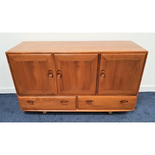 423 - ERCOL MID CENTURY ELM 'WINDSOR' SIDEBOARD
model 468, with three cupboard doors above two drawers bel... 