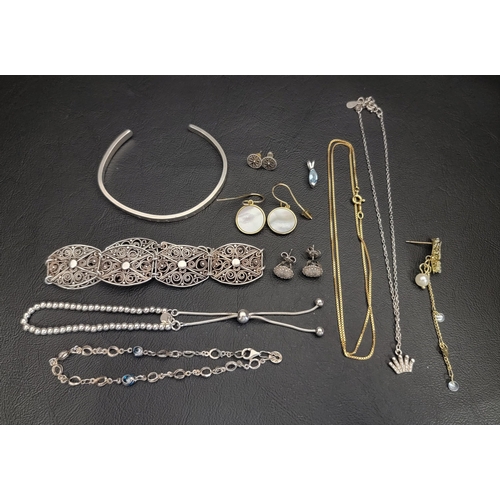 69 - SELECTION OF SILVER JEWELLERY
including two pairs of stud earrings, neck chain, pendants, a personal... 