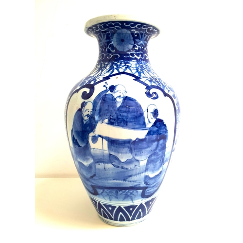 171 - EARLY 20th CENTURY JAPANESE BLUE AND WHITE VASE
of baluster form decorated with flowers and two pane... 