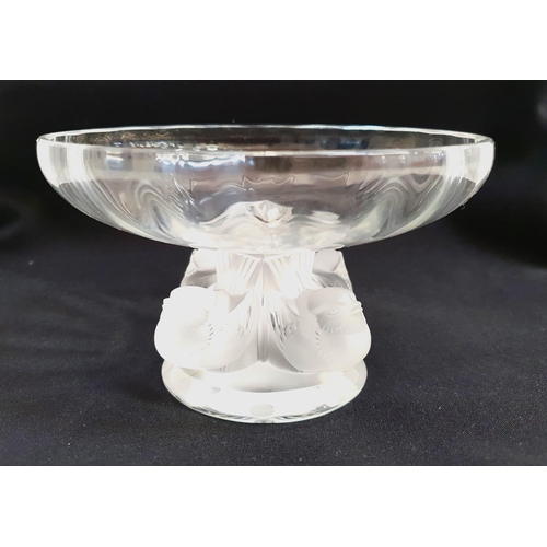 173 - LALIQUE NOGENT BON BON DISH
the circular bowl supported by four birds on a circular base, signed to ... 