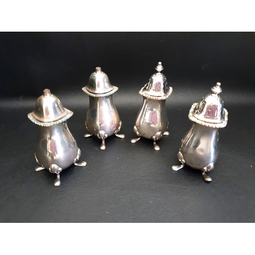 155 - CASED SET OF GEORGE V SILVER SALT AND PEPPER SHAKERS
Birmingham 1932, maker Elkington & Co., total w... 