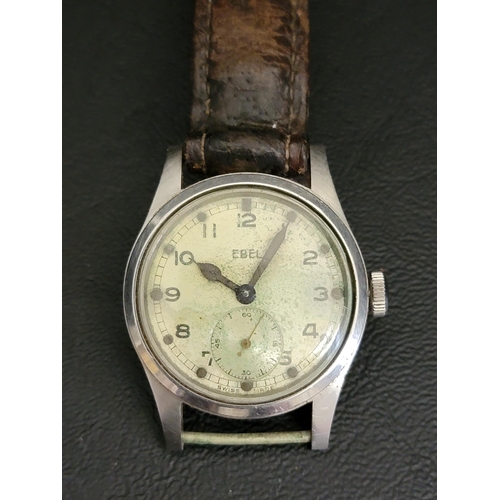 62 - EBEL MILITARY WRISTWATCH
the dial with Arabic numerals and subsidiary seconds dial, the reverse mark... 