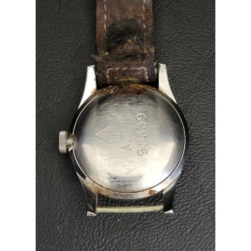 62 - EBEL MILITARY WRISTWATCH
the dial with Arabic numerals and subsidiary seconds dial, the reverse mark... 