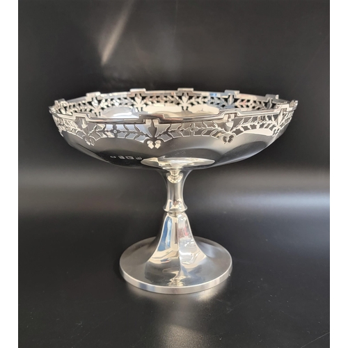 151 - GEORGE V SILVER TAZZA
with bowl with lobed interior and pierced rim, raised on circular foot with he... 