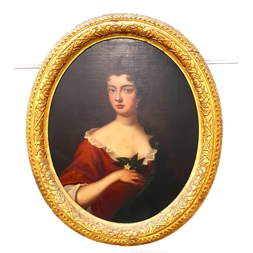 301 - BRITISH SCHOOL
18th century portrait of a lady, oval oil on canvas, 74cm x 60