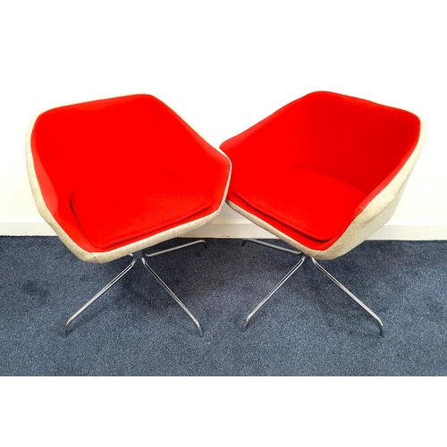 417 - PAIR OF MODUS DUNE CHAIRS
by Monica Forster in red and contrasting grey wool blend material, on a ch... 