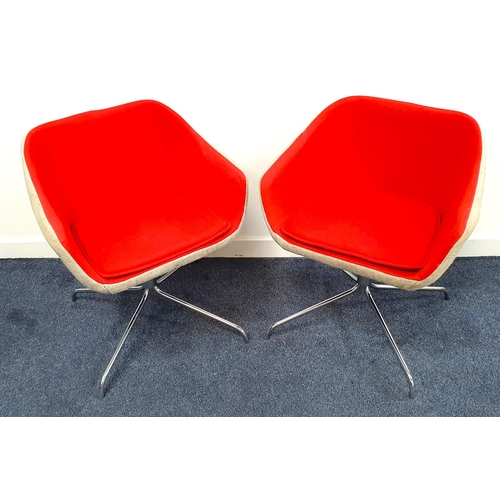 418 - PAIR OF MODUS DUNE CHAIRS
by Monica Forster in red and contrasting grey wool blend material, on a ch...