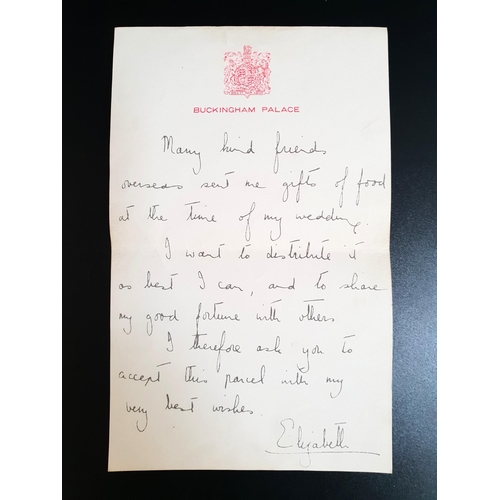 261 - HM QUEEN ELIZABETH II (1926-2022)
a facsimile letter on Buckingham Palace paper from the late Queen ... 