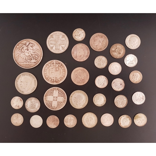 289 - SELECTION OF BRITISH SILVER COINS
including a selection of pre-1920 coins such as an 1893 crown and ... 