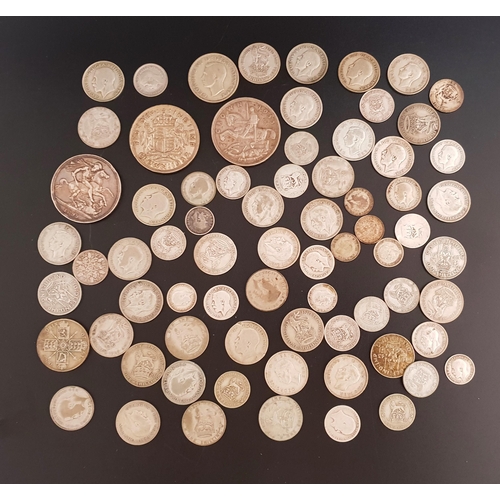 294 - SELECTION OF BRITISH SILVER COINAGE
including an 1899, a 1935 and 1937 crown, pre-1920 coins weighin... 