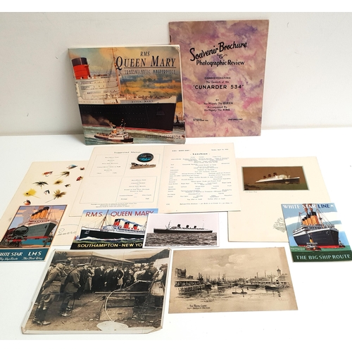 259 - R.M.S QUEEN MARY INTEREST
including a 'Souvenir Brochure and Photographic Review commemorating the L... 