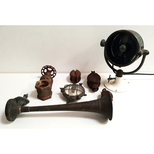 235 - SELECTION OF VINTAGE NAUTICAL LIGHTS AND EQUIPMENT
including a Francis Searchlight; a bronze bulkhea... 