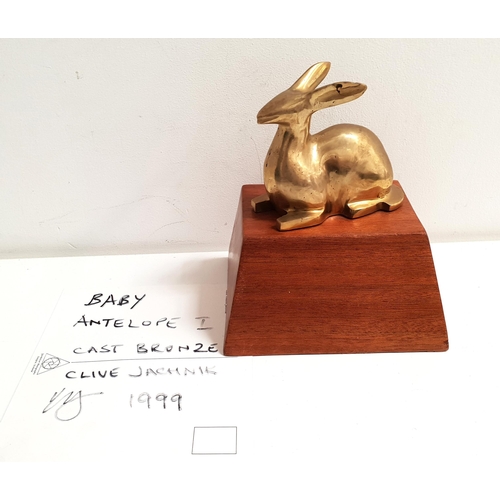 239 - CLIVE VINCENT JACHNIK
Baby Antelope I, cast bronze on a mahogany plinth, marked Ndombasi, 9cm high