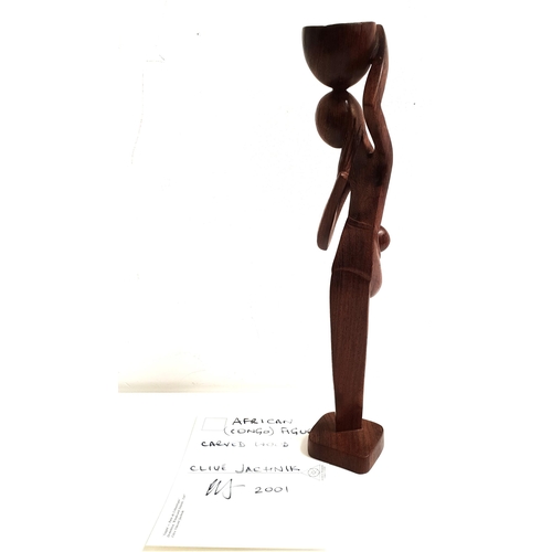 241 - CLIVE VINCENT JACHNIK
Congolese female water carrier, carved wenge, 42cm high