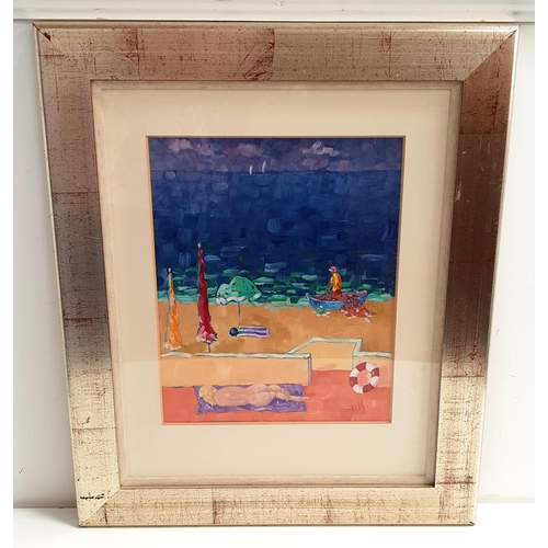 315 - CLIVE VINCENT JACHNIK
On the beach, acrylic on board, signed and label to verso, 36cm x 29.5cm