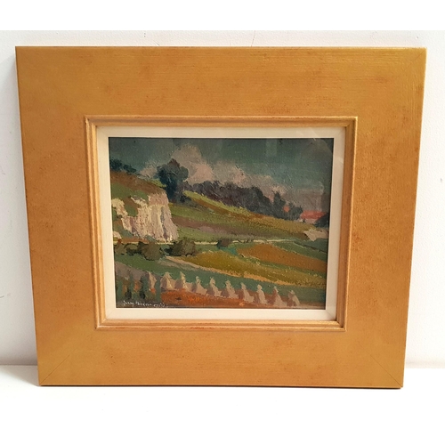 318 - JERZY BIEZANOWSKI
View from the valley, oil on board, signed, 17cm x 22cm