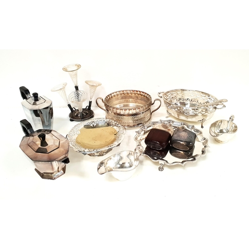 165 - SELECTION OF SILVER PLATED ITEMS
including a epergne with four glass flutes, a pair of berry spoons,... 