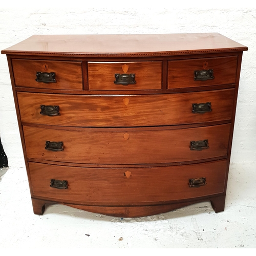 442 - GEORGE III MAHOGANY AND INLAID INLAID CHEST OF DRAWERS
with a moulded top above three frieze drawers... 