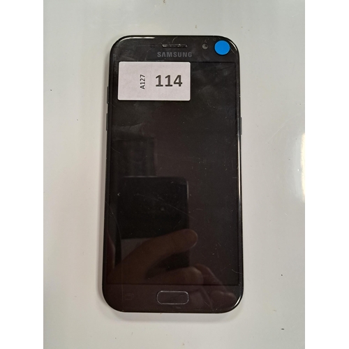 114 - SAMSUNG GALAXY A5
model SM-A520F; IMEI 356650091378275; Google Account Locked.
Note: scratches on fr... 