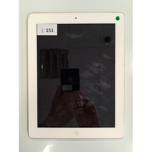 151 - APPLE IPAD 4TH GENERATION - A1458 - WIFI 
serial number DQTJP1MPF185. Apple account locked.
Note: cr... 